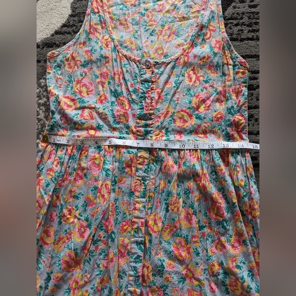Billabong vintage Y2K Floral mini tank dress pink blue grunge boho high waist M - Picture 9 of 9